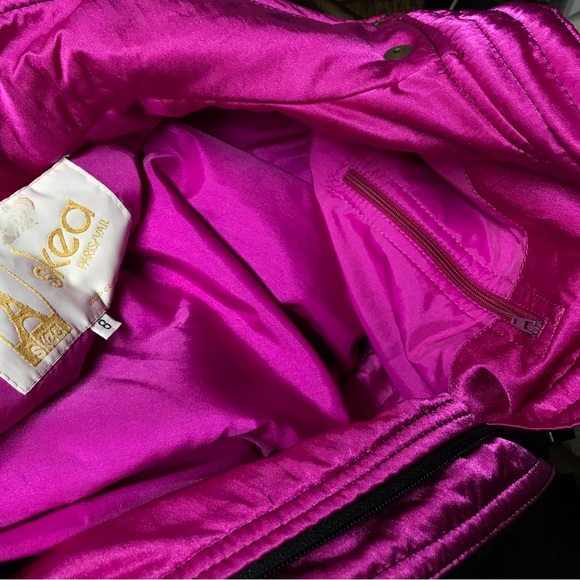 Skea Paris Vail Popover Anorak Ski Jacket Vintage 80s Metallic Olive & Pink - Picture 13 of 13